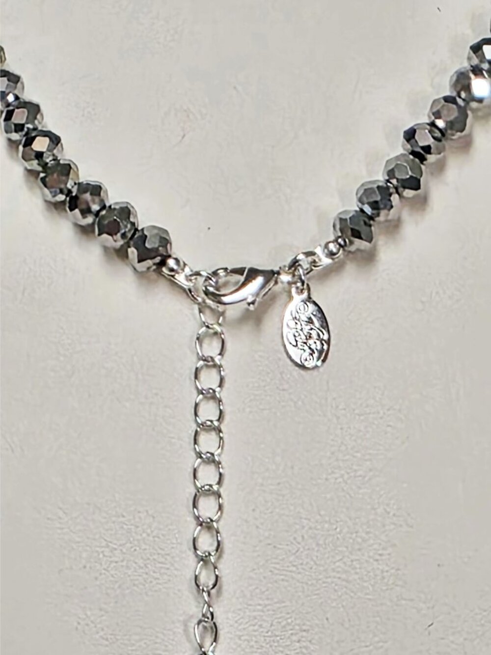 Kirks Folly Crystalized 6mm Beaded Sailor Clasp 18" CharmNecklace Light Hematite - Picture 5 of 10